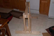 Cart. Top and bottom horizontals are 36 inches. Verticals are 25 inches. Outriggers casters are mounted to are 30 inches.