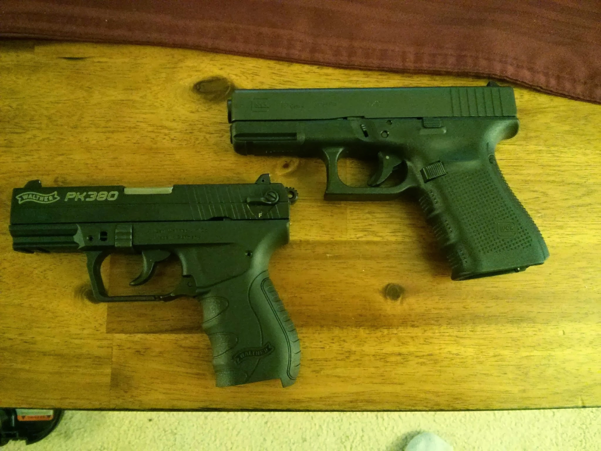 My
Glock 19 Gen 4 and my wife's Walther PK380